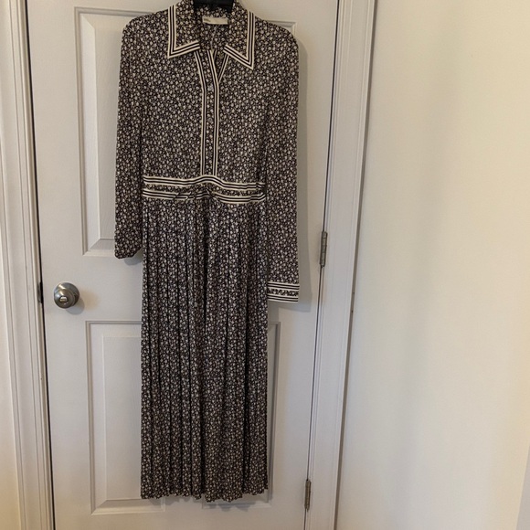 Tory Burch Black and White Patterned Long Sleeve Dress